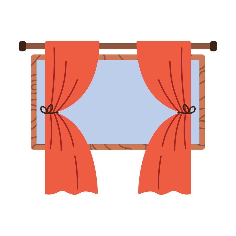 red courtains in window vector