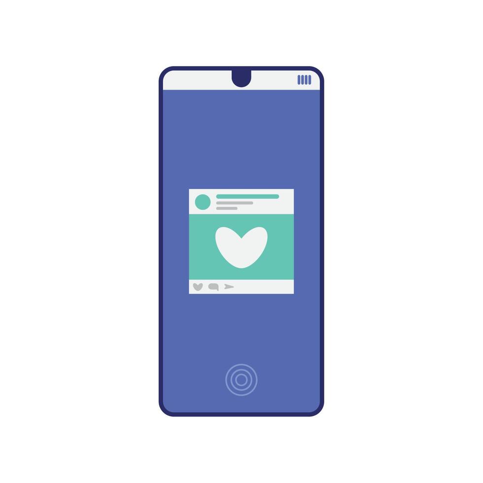 smartphone with heart love vector