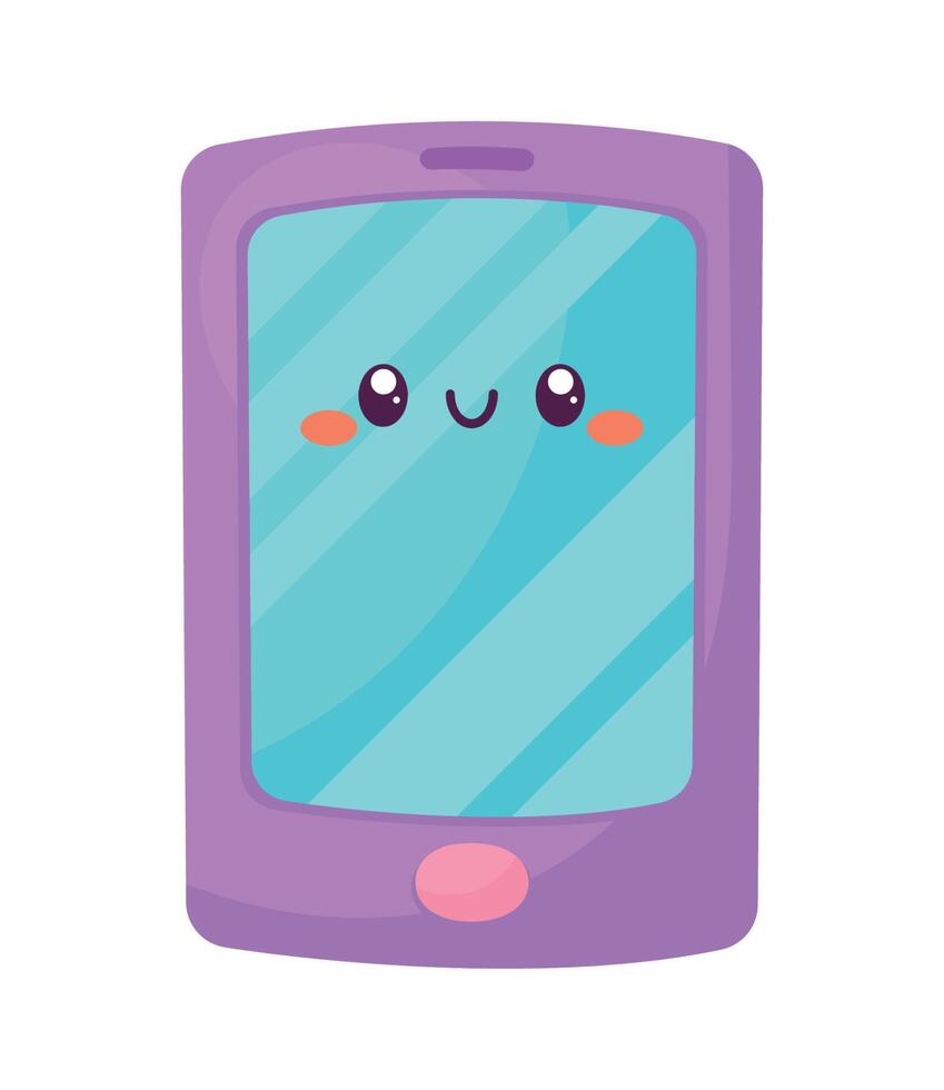 lindo teléfono inteligente estilo kawaii vector