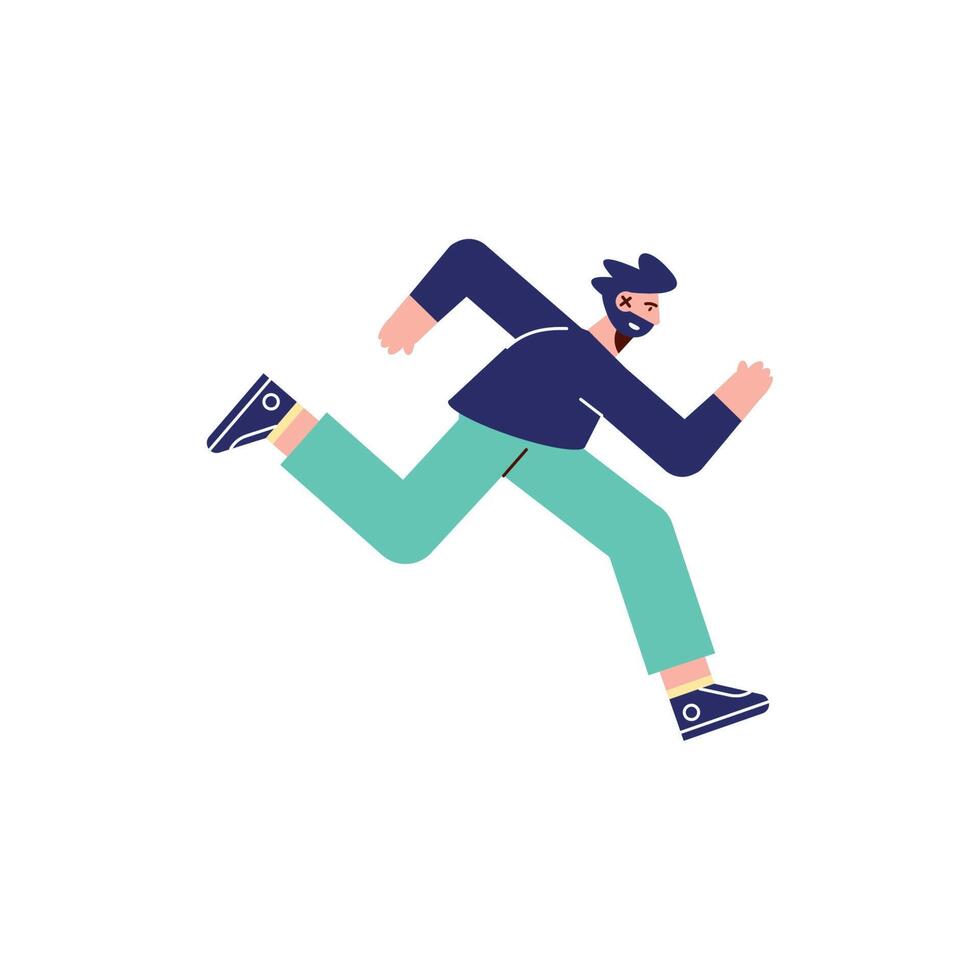 bearded young man running vector