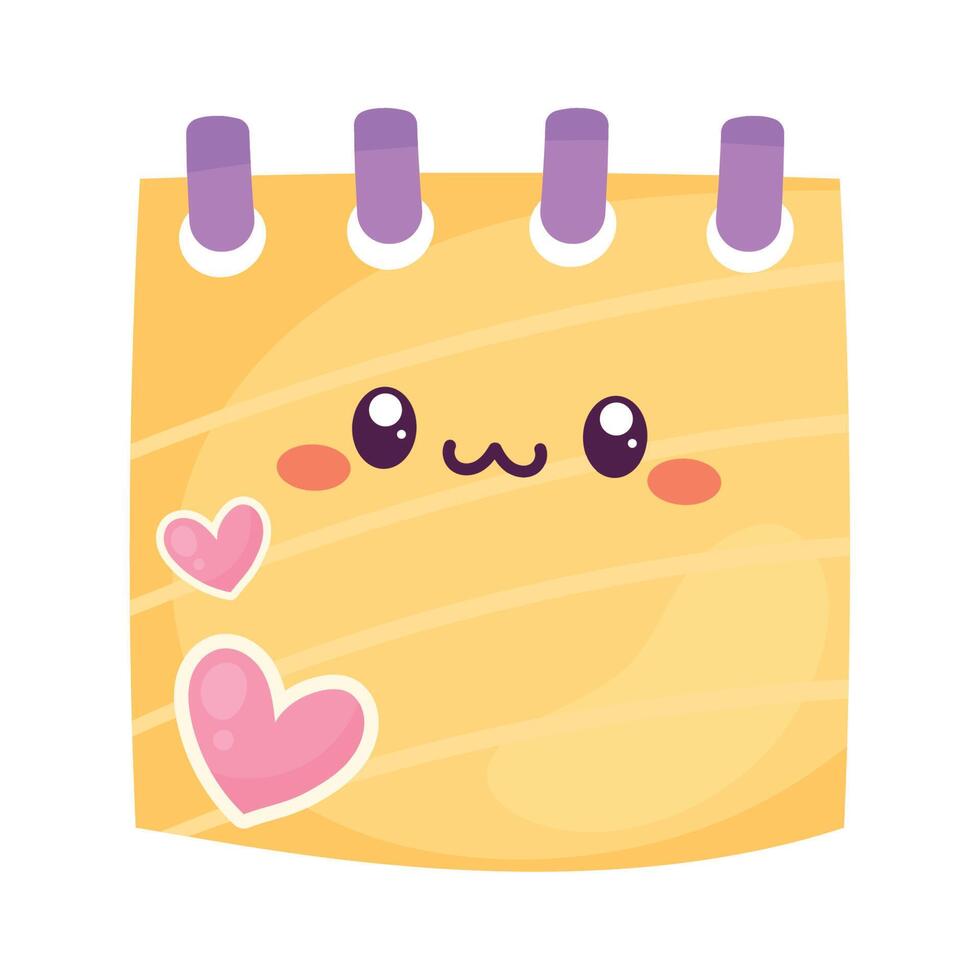 lindo bloque de notas estilo kawaii vector