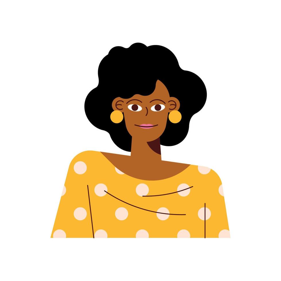 personaje de avatar de mujer afro vector