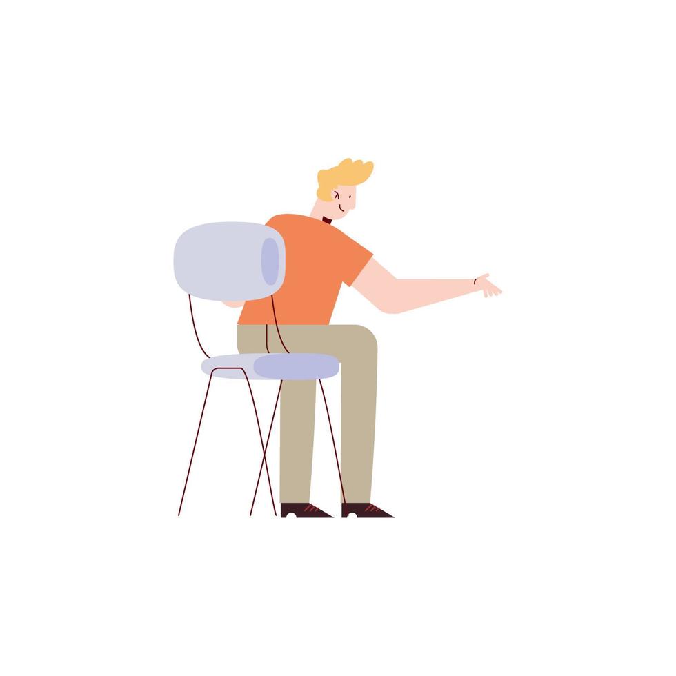 blond man seated in chair vector