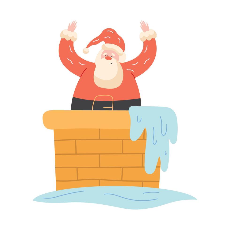 santa claus in chimney vector