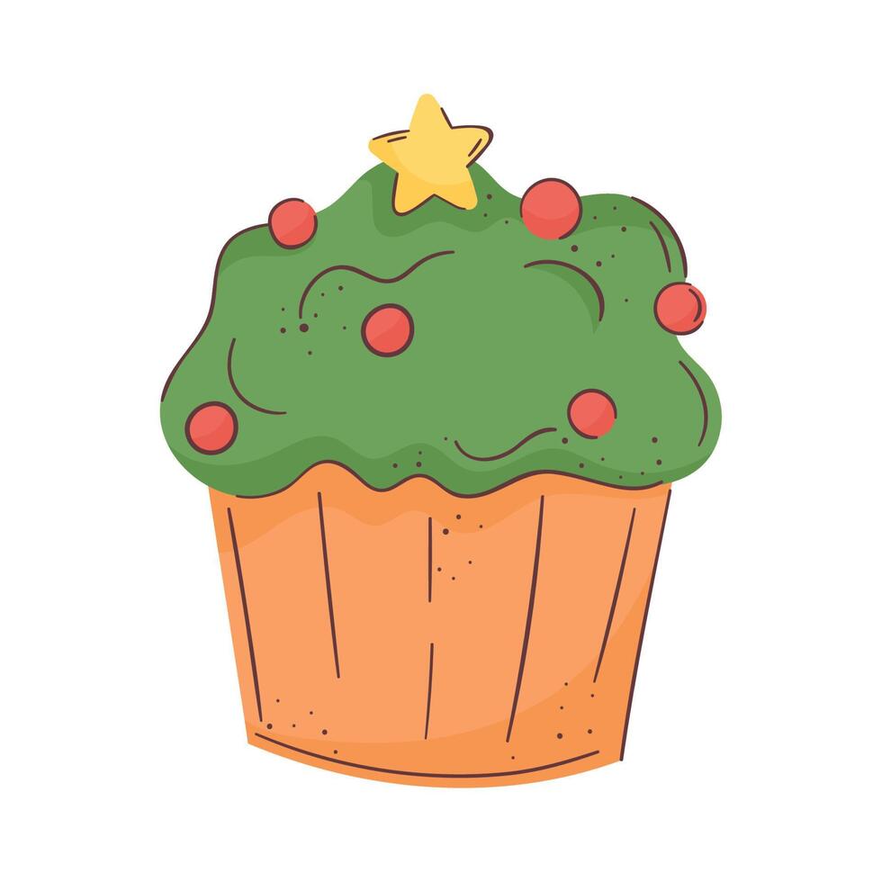merry christmas sweet cupcake vector