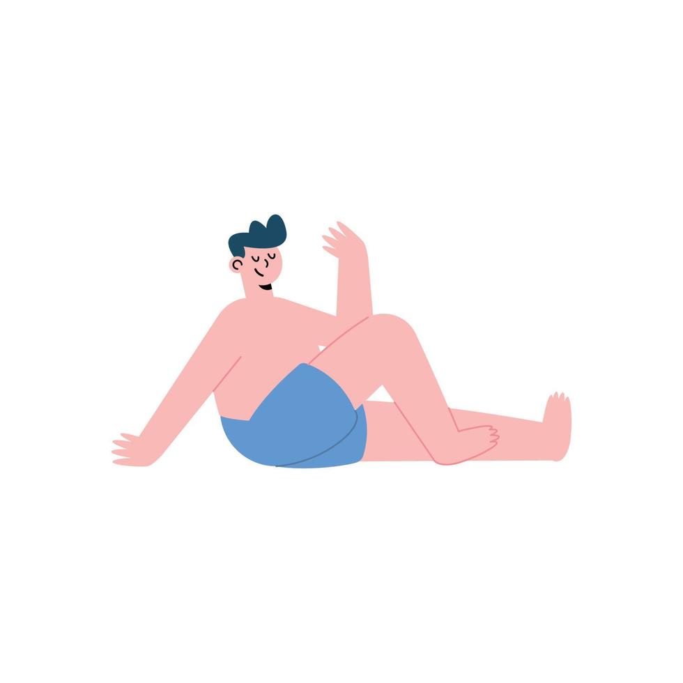 young man relaxing wearing swimsuit vector