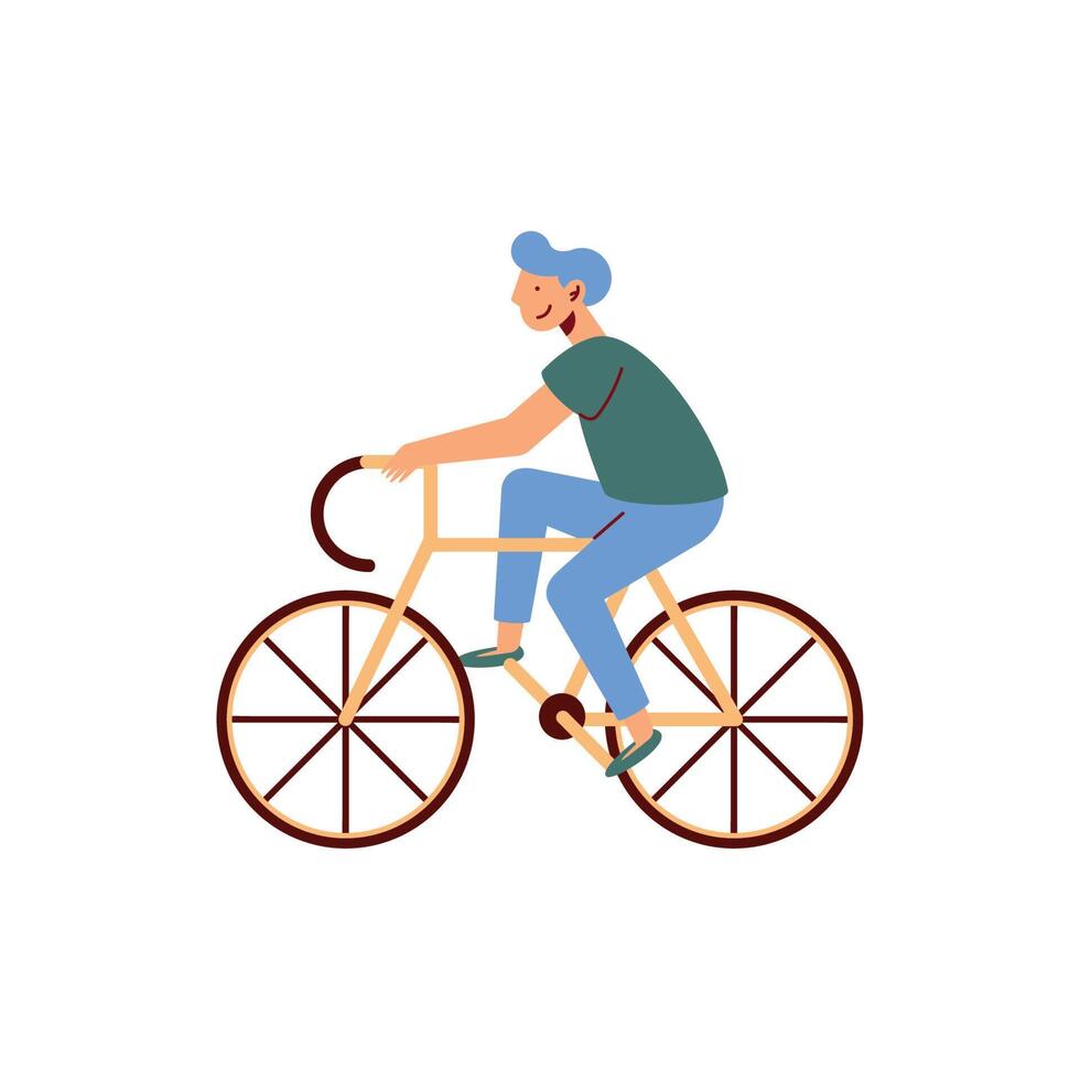 cyclist man riding bike vector