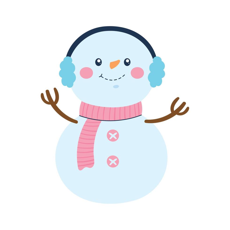 lindo muñeco de nieve con bufanda vector