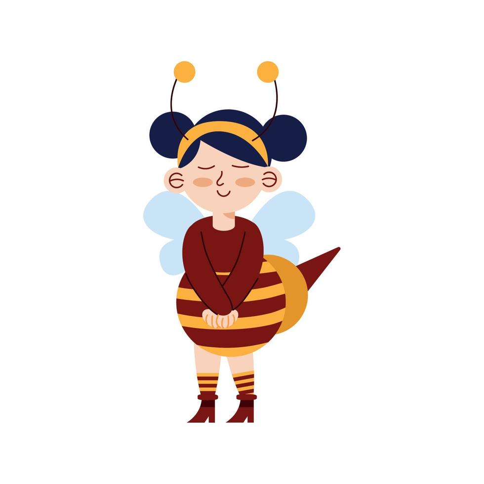 niña con disfraz de abeja vector