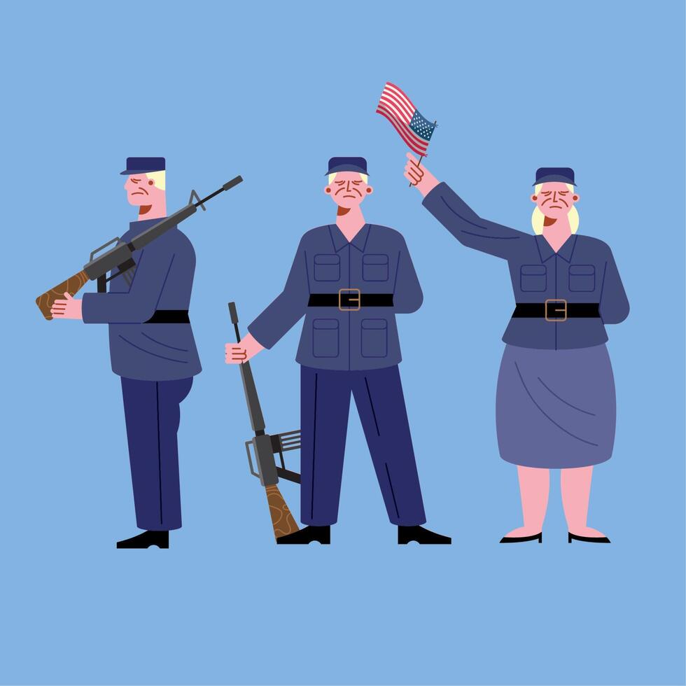 old military veterans group vector