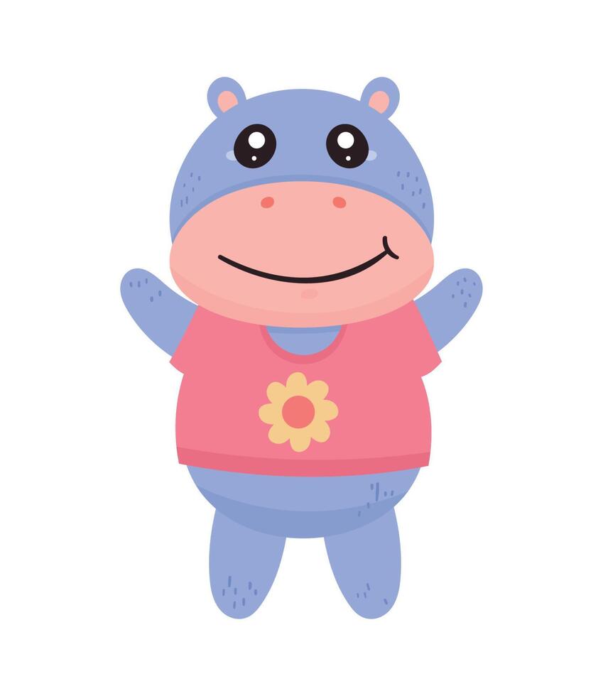 cute hippo kawaii vector