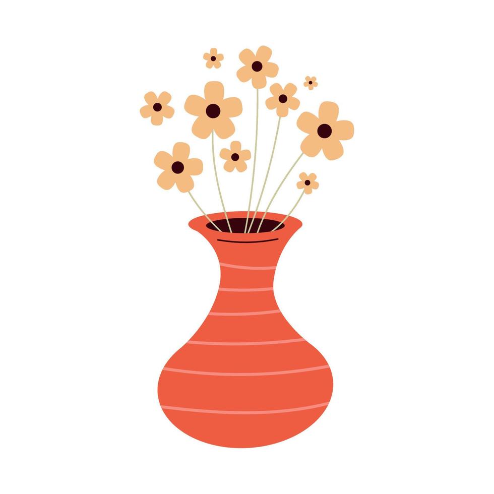 red vase with flowers vector