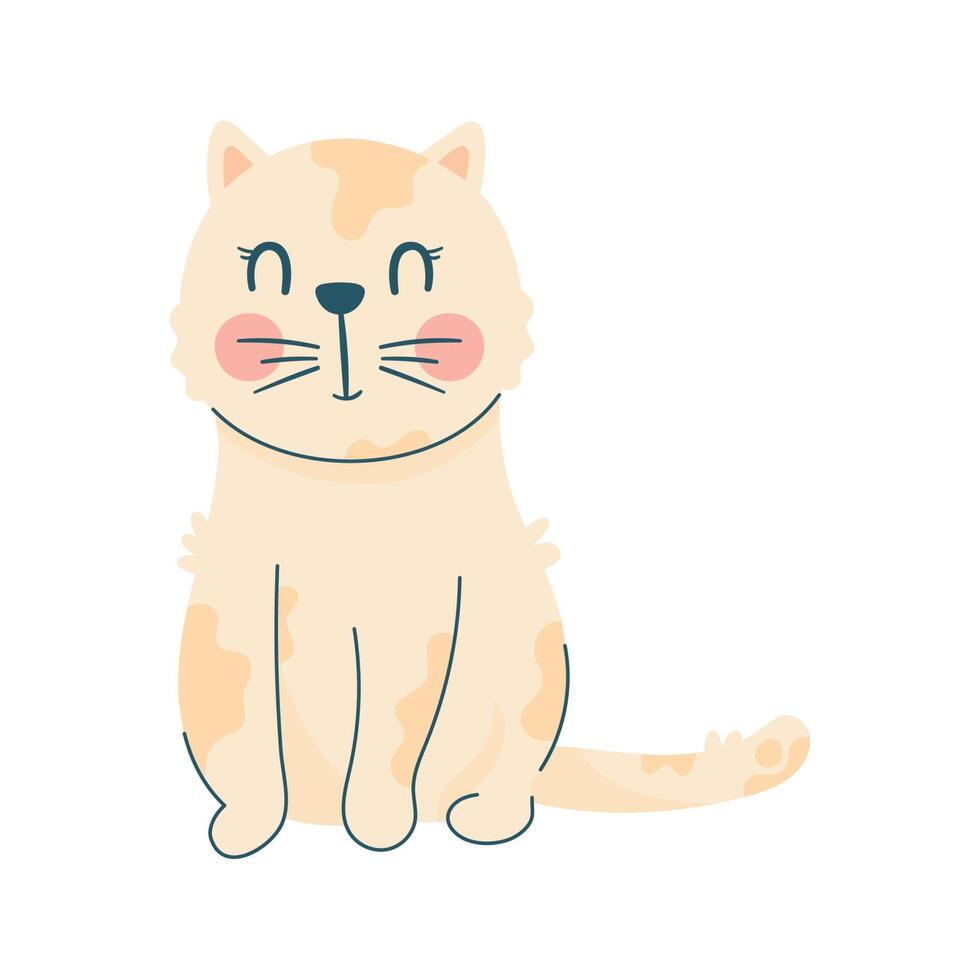 little cat seated vector