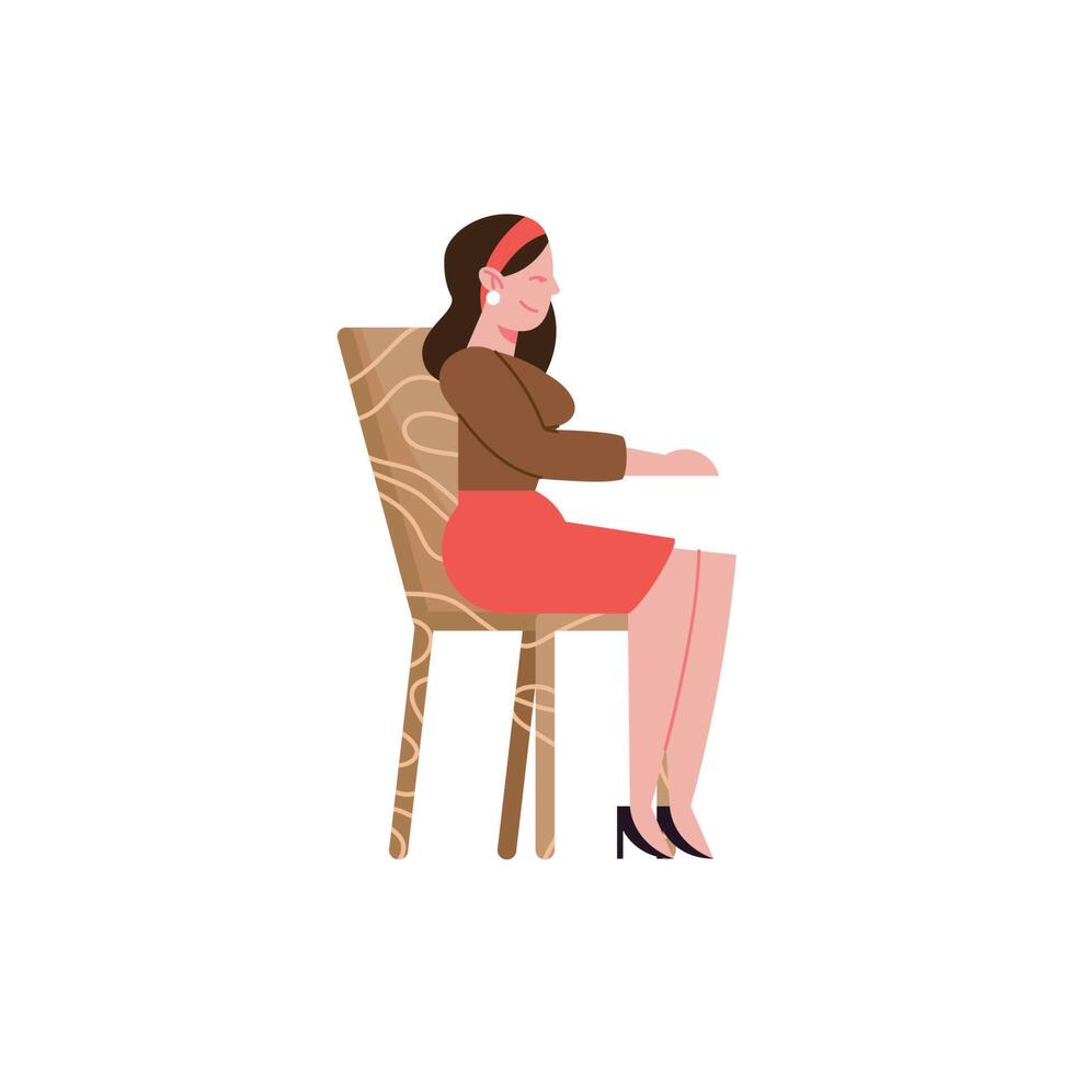 korean woman seated in chair vector