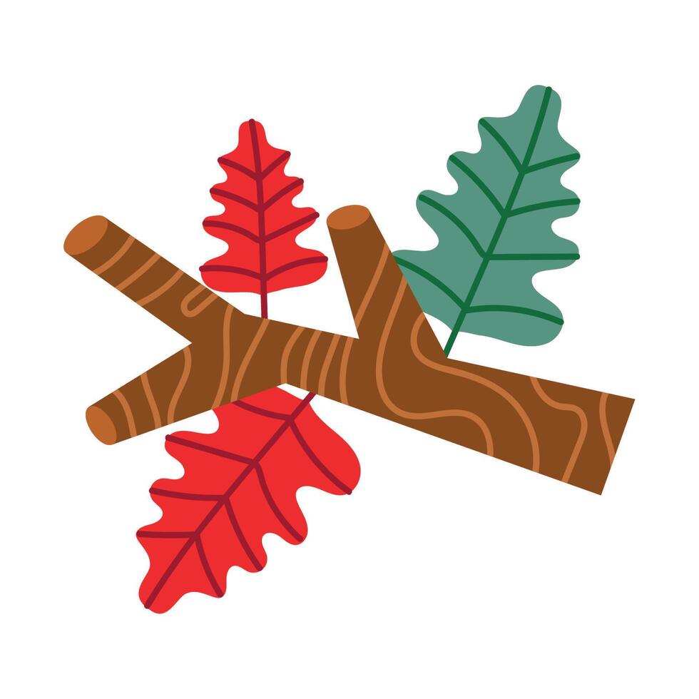 branch tree with autumn leafs vector