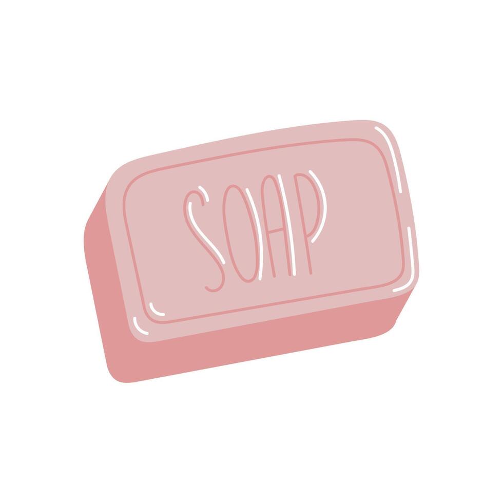 pink soap bar cosmetic product vector