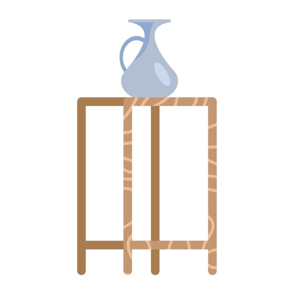 wooden table and teapot vector