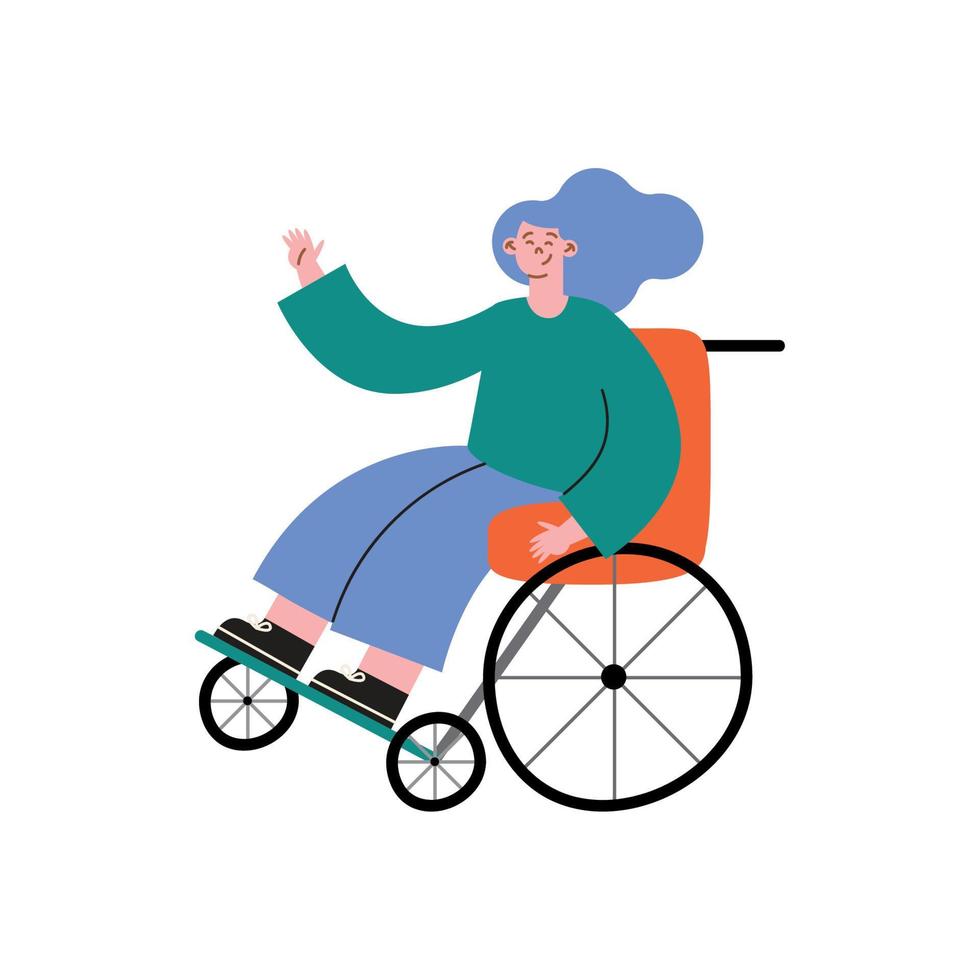 mujer discapacitada en silla de ruedas vector