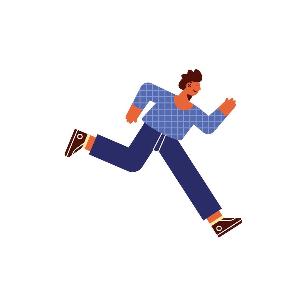 young man running comic vector