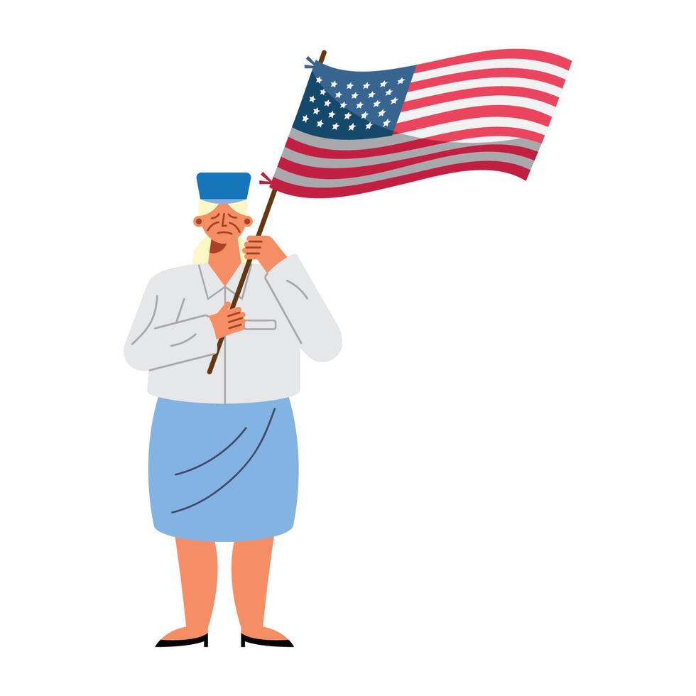 female military veteran with flag vector