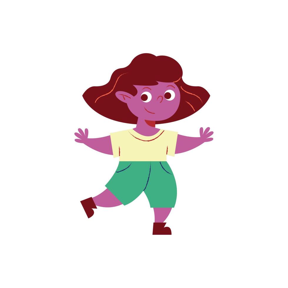 little kid girl purple vector