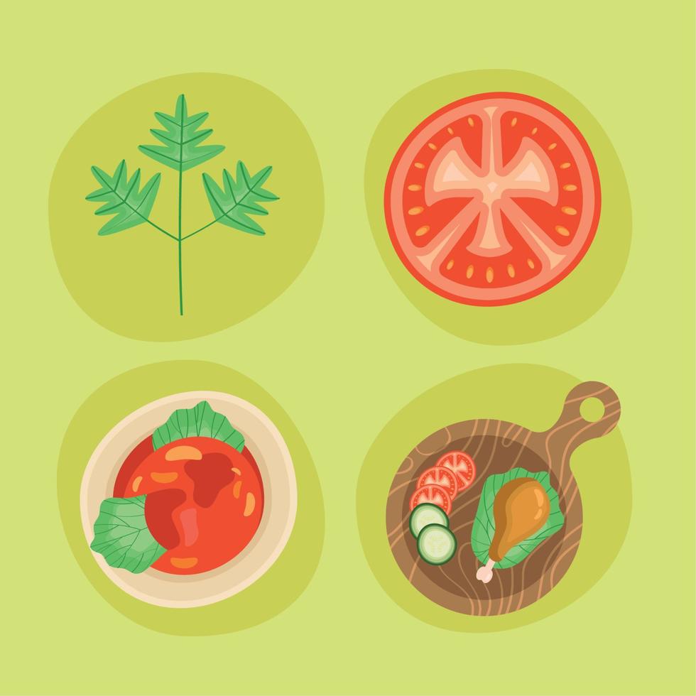 nutritive food four icons vector