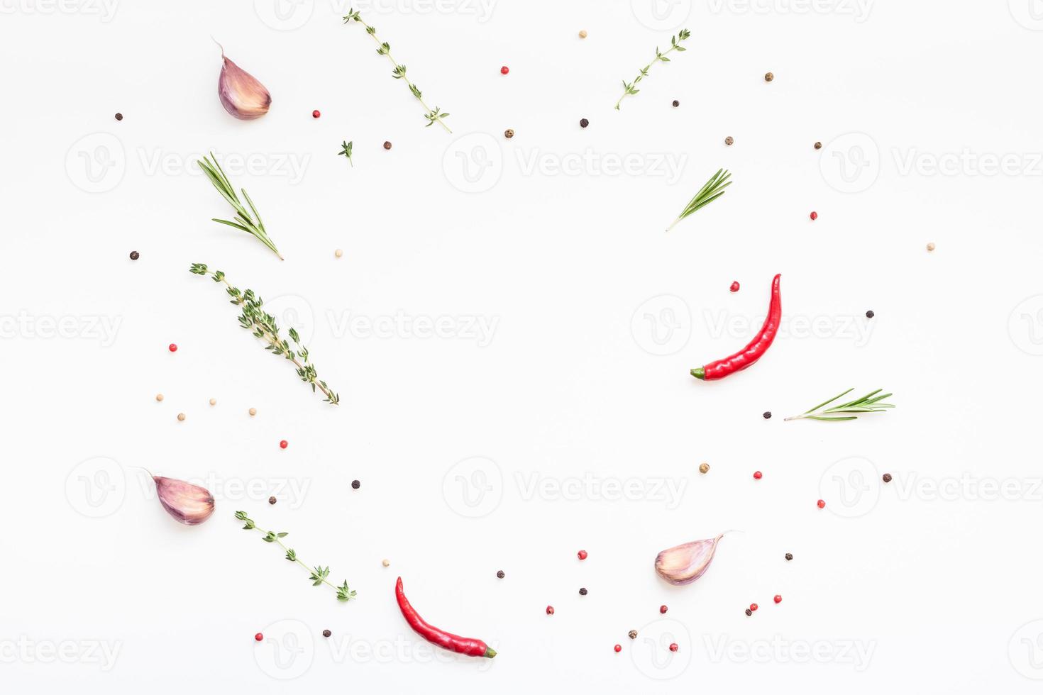 Food background with greens herbs and spices photo