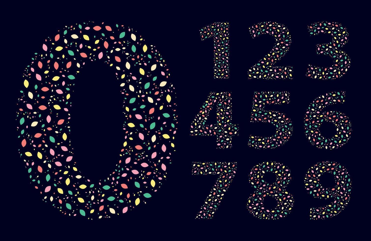 Numbers leaves Color Fill Set vector