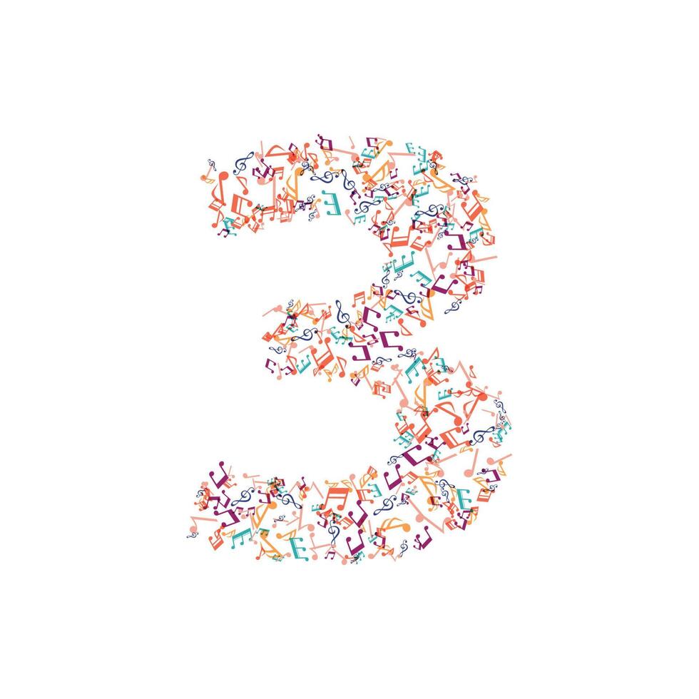 decorative music note number 3 vector