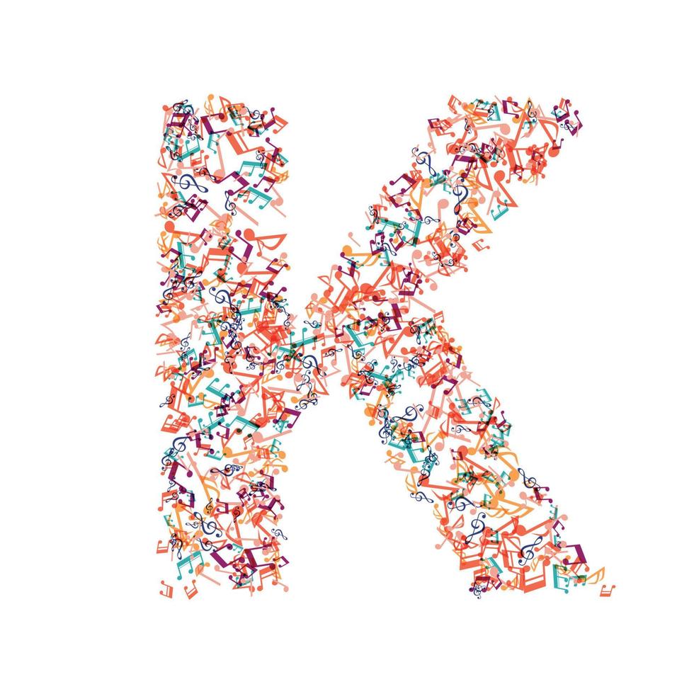 decorative music note letter K vector