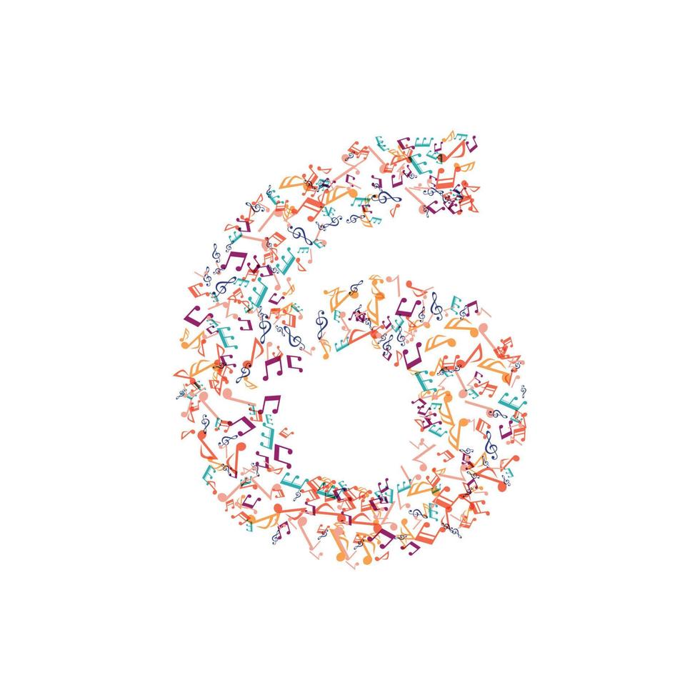 decorative music note number 6 vector