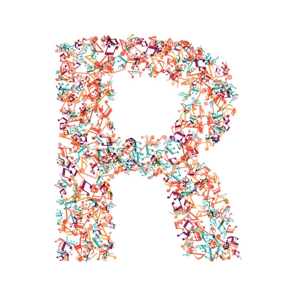 decorative music note letter r vector