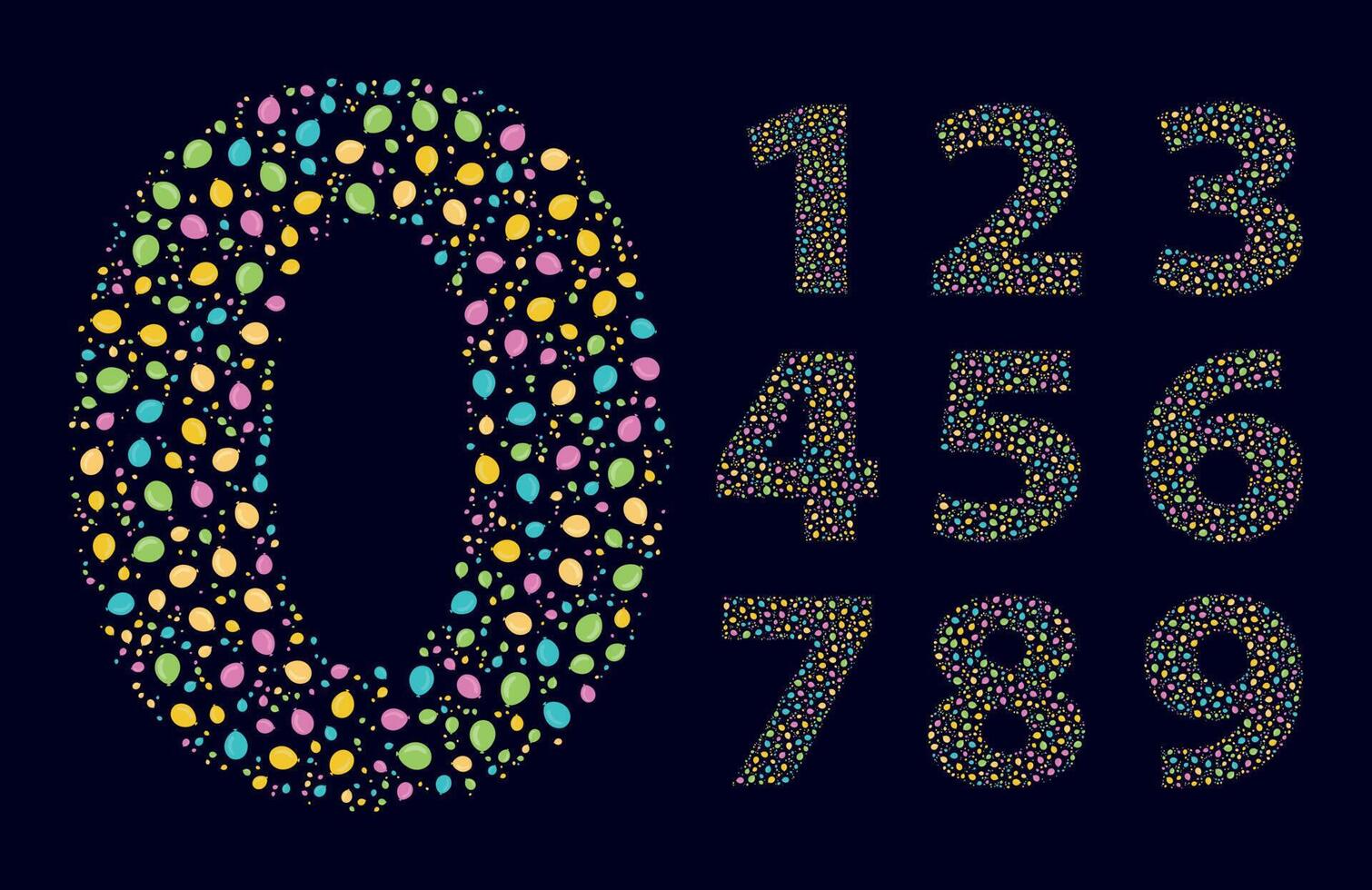 Numbers bubble Color Fill Set vector