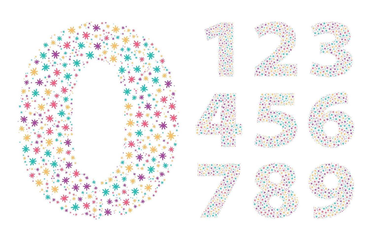 Numbers Colorful Star Fill Set vector