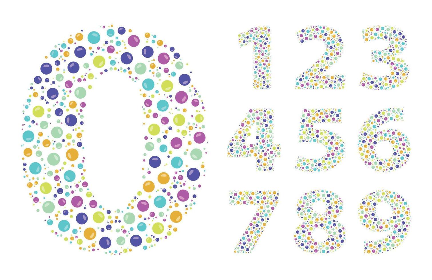 Numbers Colorful circle Fill Set vector