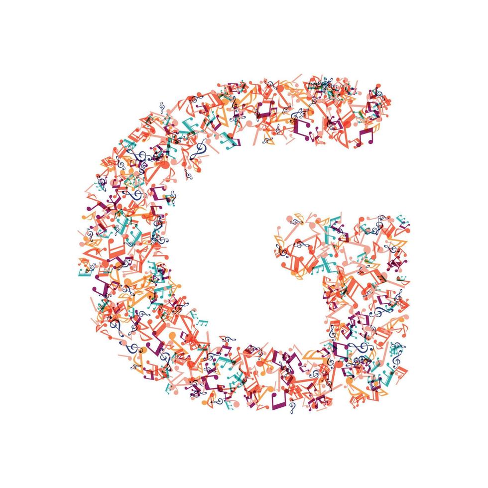 decorative music note letter G vector