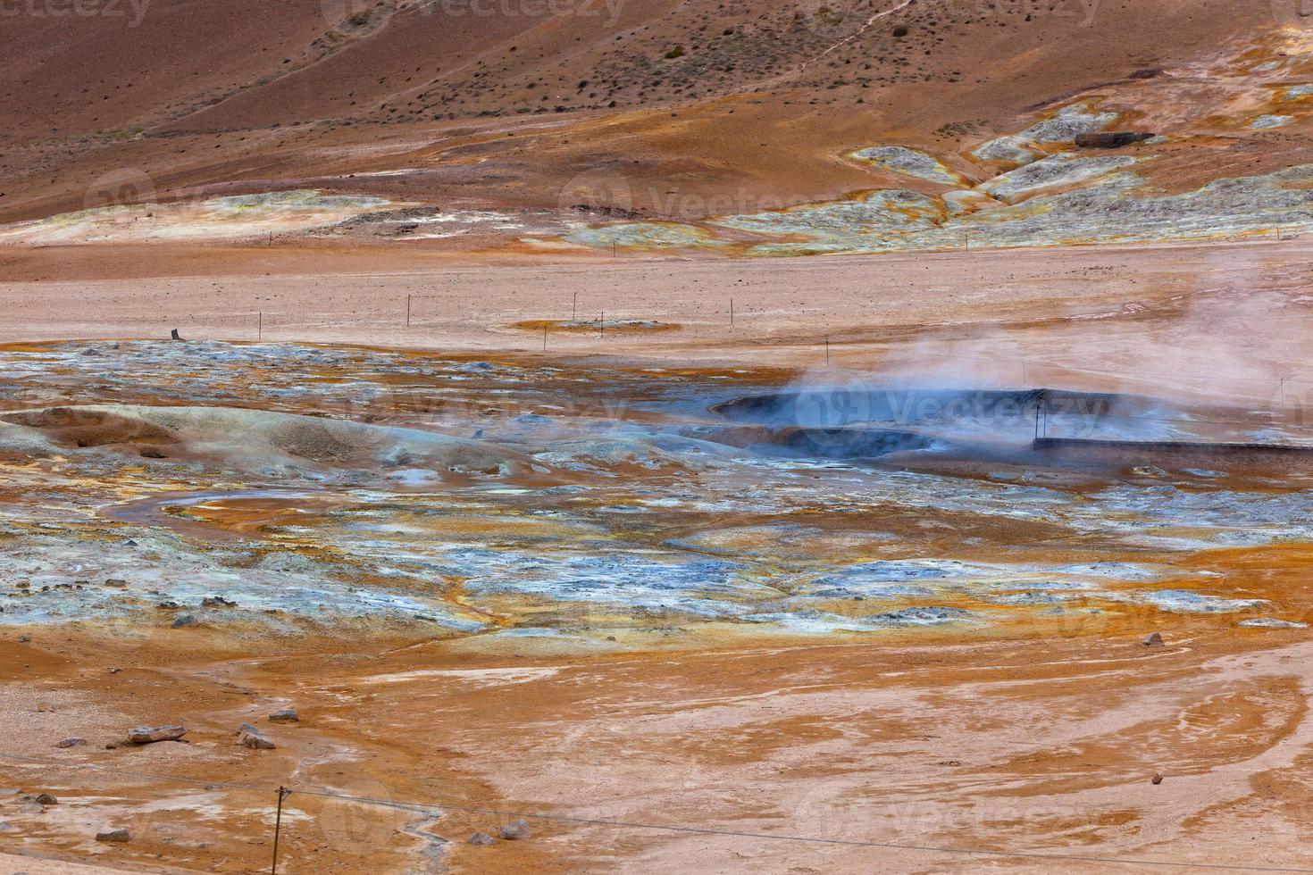 Hot Mud Pots in the Geothermal Area Hverir, Iceland photo