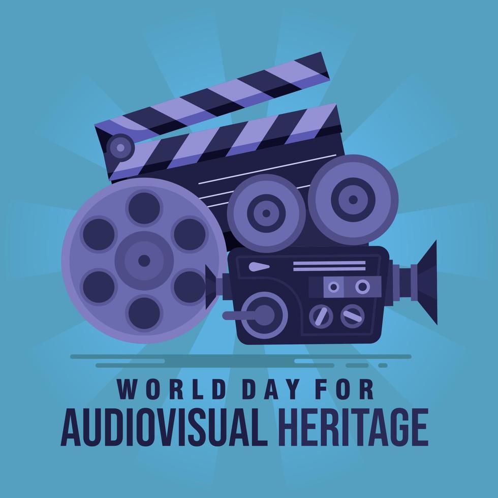 ilustración vectorial sobre el tema del día mundial del patrimonio audiovisual que se celebra cada año el 27 de octubre en todo el mundo. ilustración de banner de patrimonio audiovisual. pasos vectoriales 10 vector