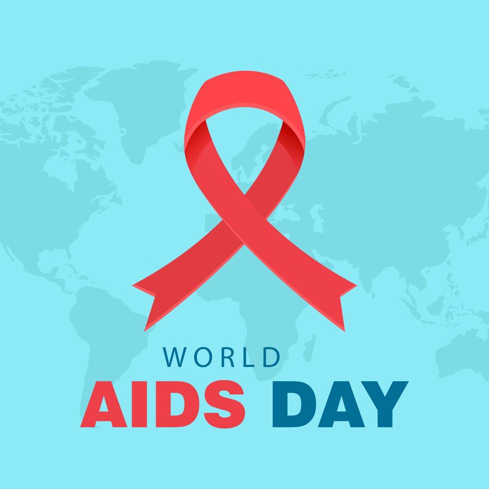 World AIDS Day Banner Background Illustration. Aids Awareness. World map and ribbon element. Eps 10 vector