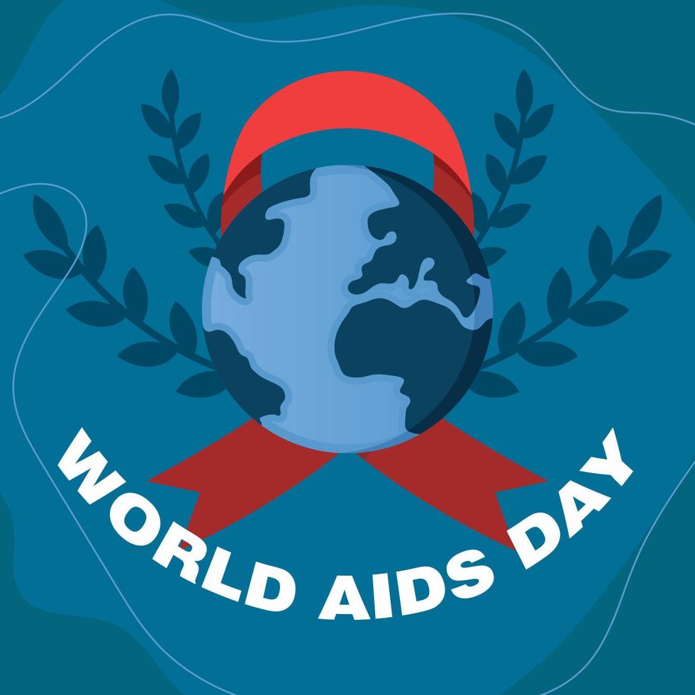 World AIDS Day Banner Background Illustration. Aids Awareness. World map and ribbon element. Eps 10 vector