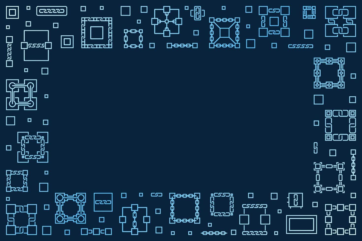 marco de línea azul vectorial de tecnología blockchain. ilustración vectorial vector