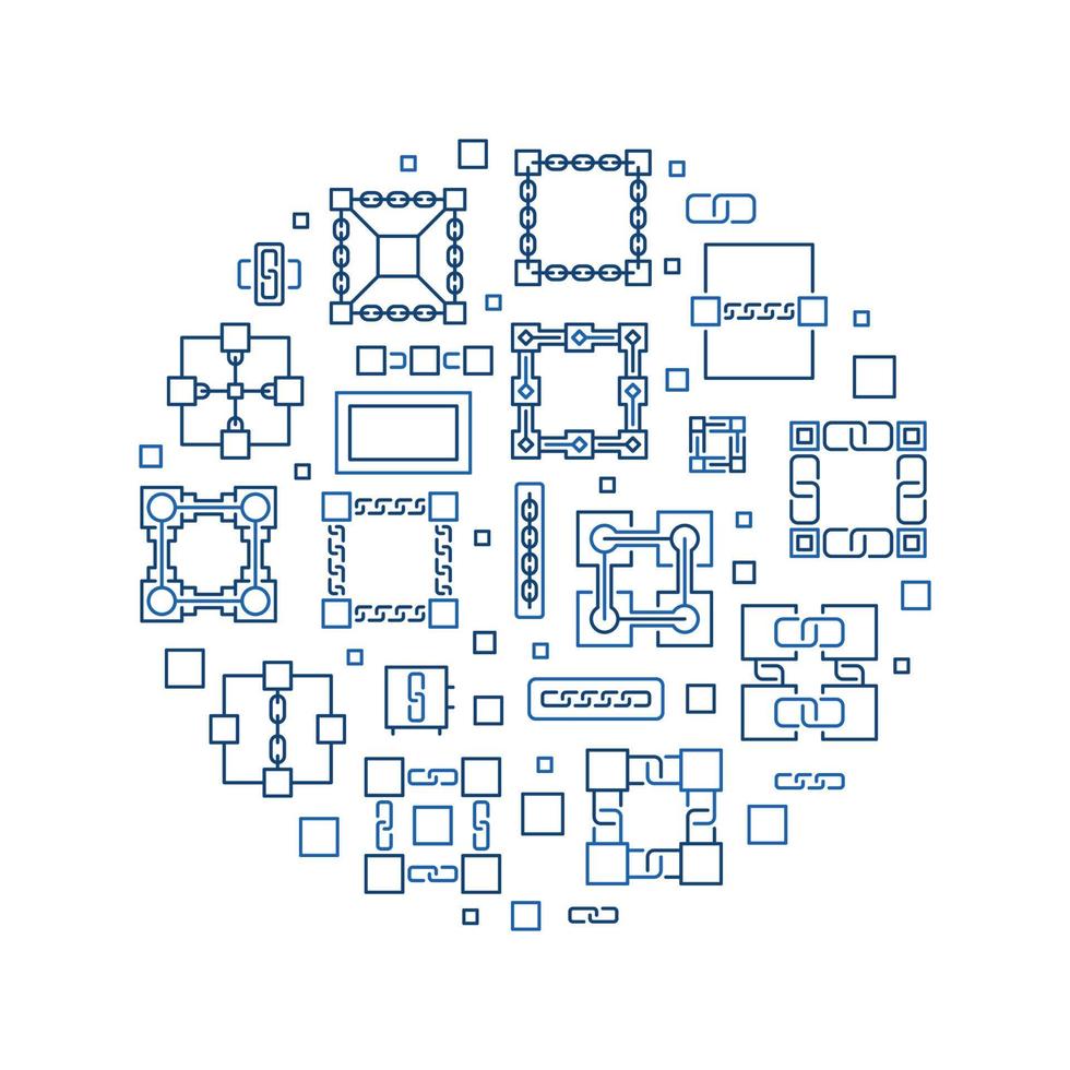 Block Chain or Blockchain vector circular illustration