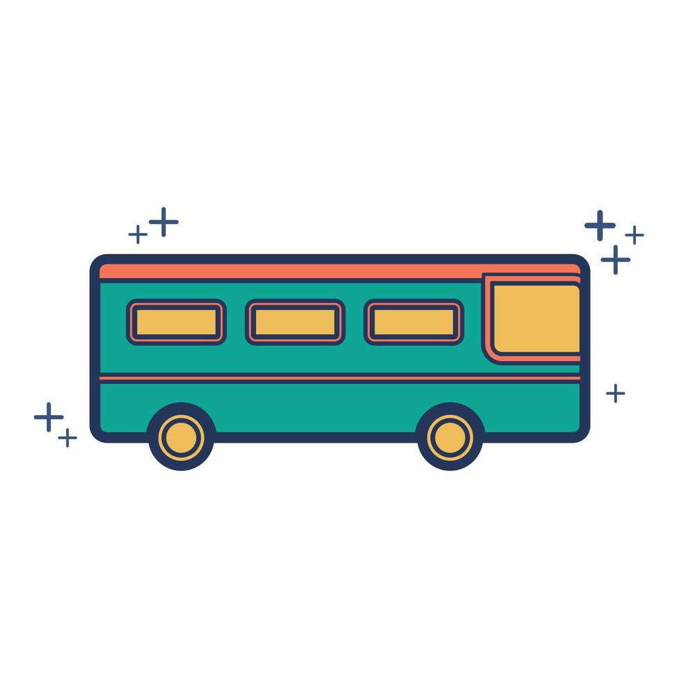 autobús escolar icono vector ilustración glifo estilo diseño con color y signo más. aislado sobre fondo blanco.