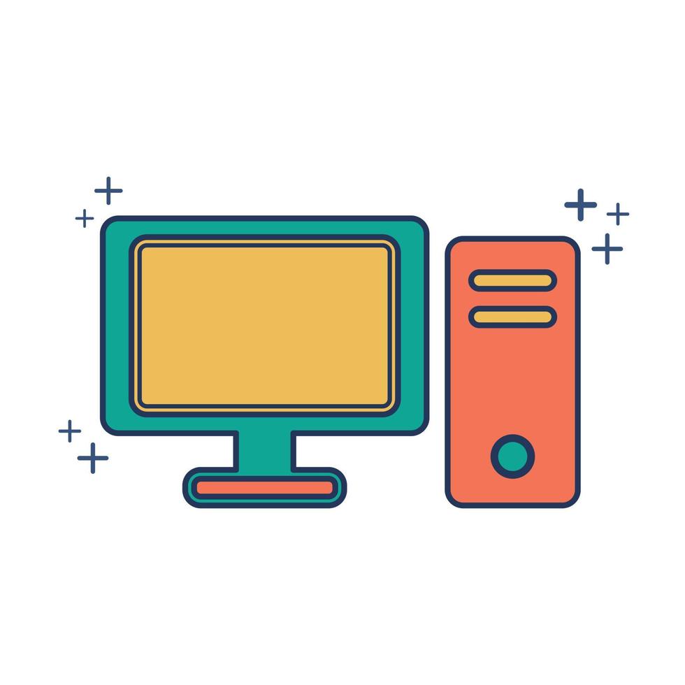 Computer icon vector illustration glyph style design with color and plus sign. Isolated on white background.