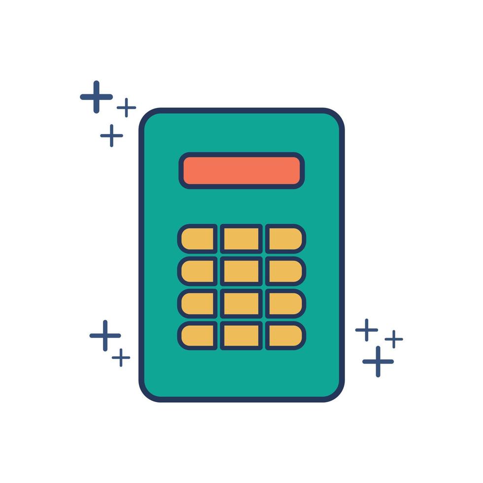 Calculator icon vector illustration glyph style design with color and plus sign. Isolated on white background.