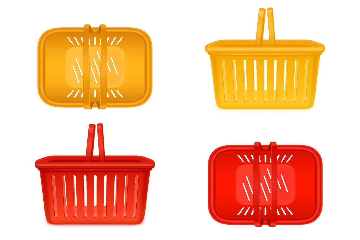 Shopping baskets, empty supermarket plastic carts vector