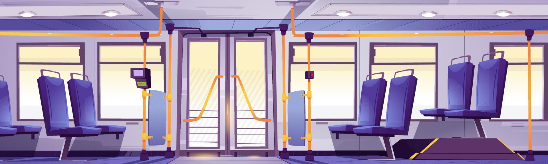 Bus interior, public transport empty salon vehicle vector