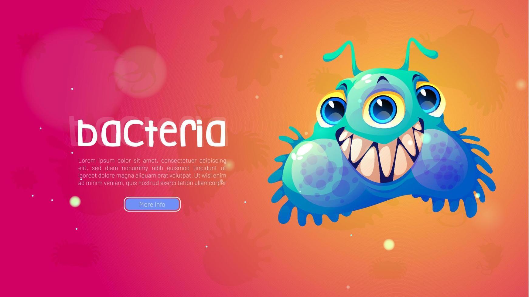 Bacteria poster with funny virus character vector