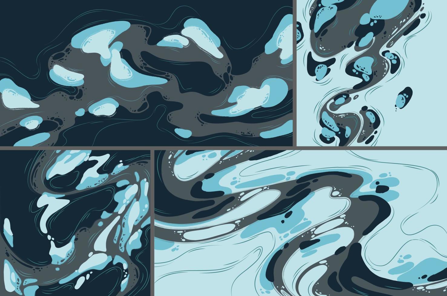 carteles abstractos con manchas líquidas, formas de flujo vector