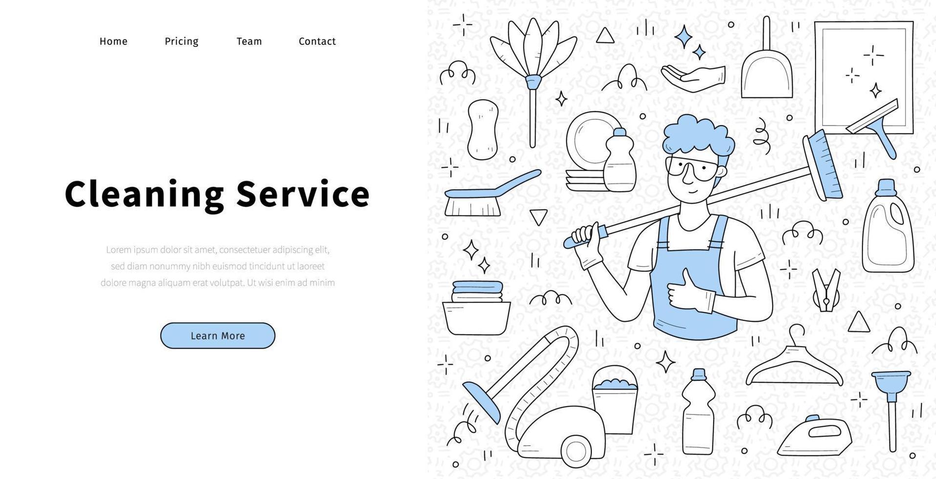 Cleaning service banner with man in uniform vector